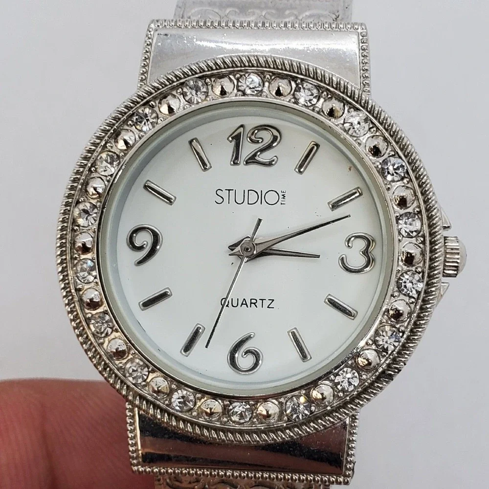 Women's Cuff Bracelet Watch Silver Yellow Tone Bracelet 5.75